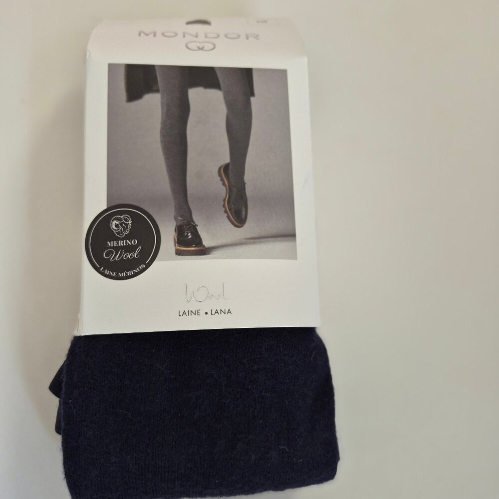 Mondor Navy tights Women Large Merino wool leggings NEW